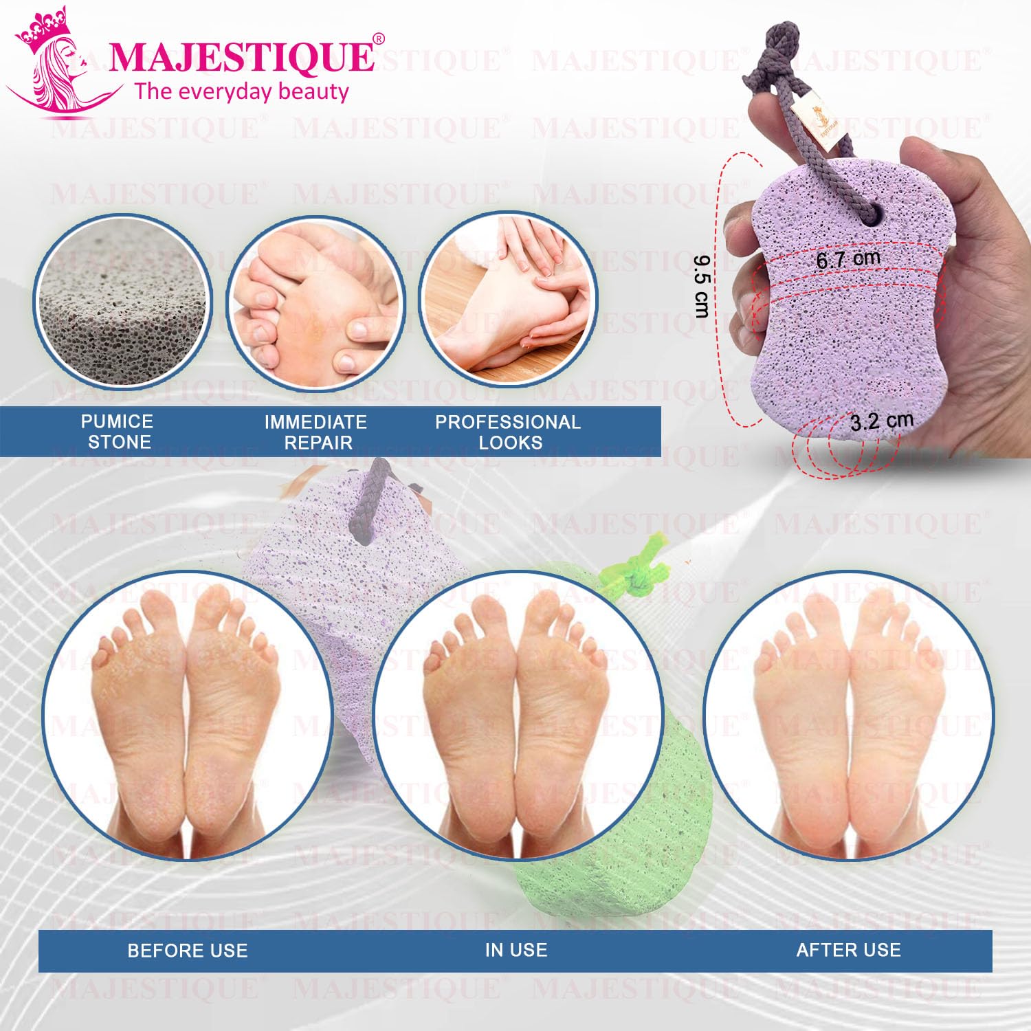 Majestique Pumice Stone, Natural Pumice Stone for Feet/Hand, Small Callus Remover/Foot Scrubber Stone for Men/Women