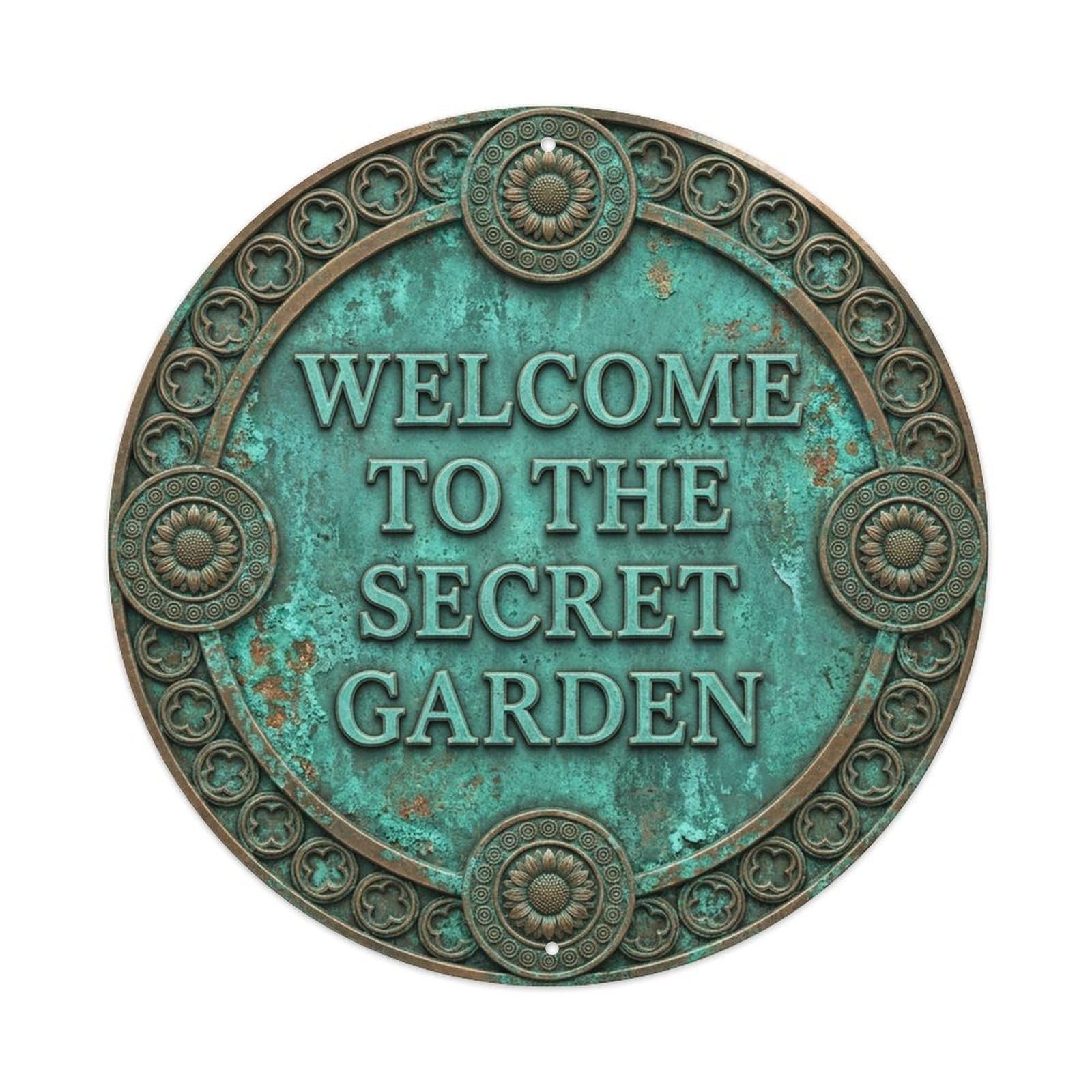 Vintage Welcome Secret Garden Botanical Rustic Metal Tin Sign
