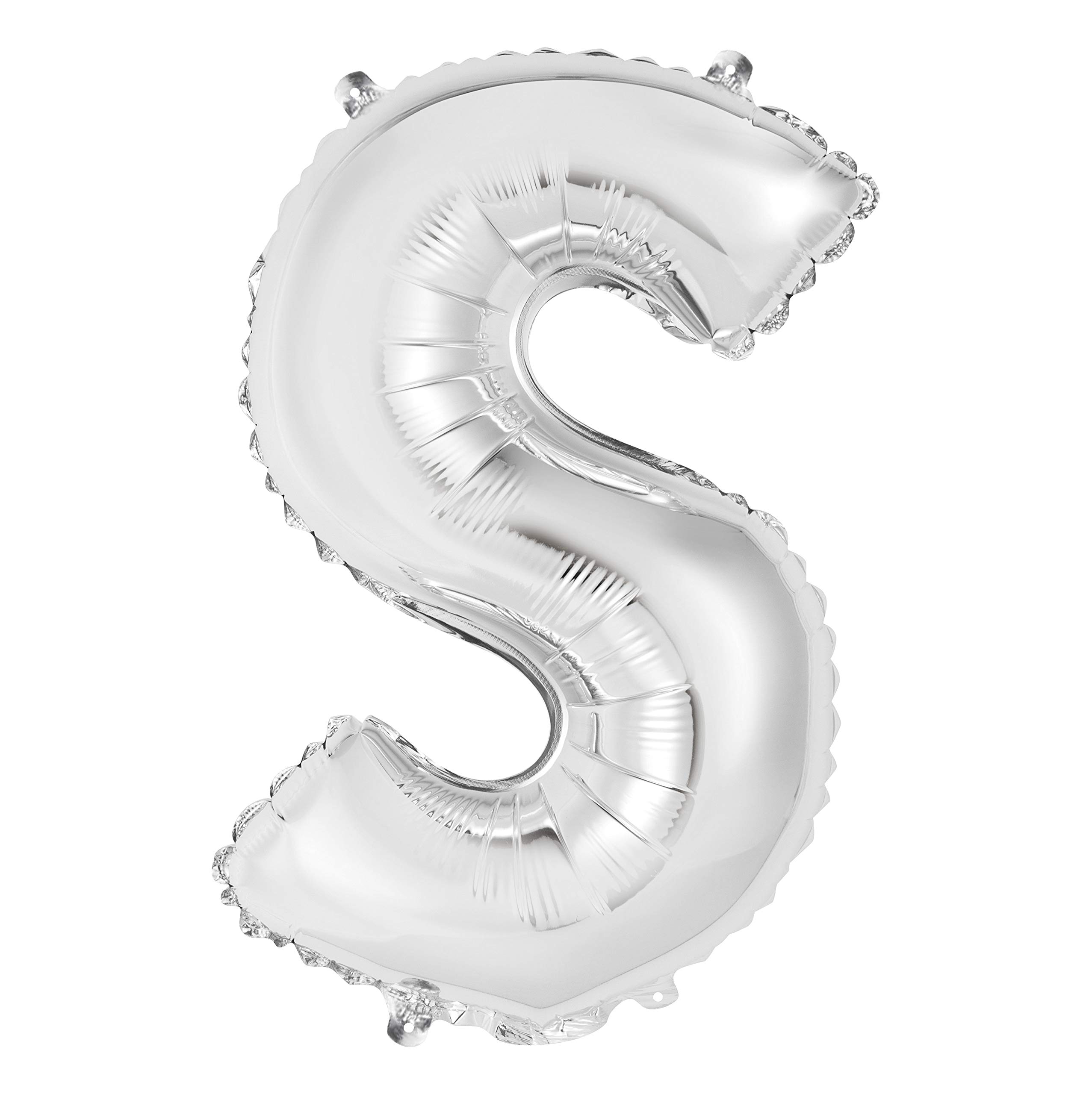 Folien-Buchstabenluftballon - 35 cm - Buchstabe S Luftballon - Silber