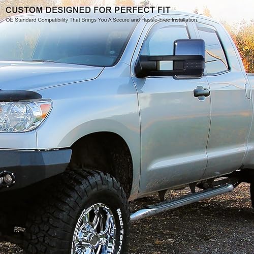 Miniatura 2 de Spec-D Tuning Espejos de remolque con calefacción eléctrica, señales LED ahumadas, punto ciego compatibles con Toyota Tundra 2007-2021, Toyota