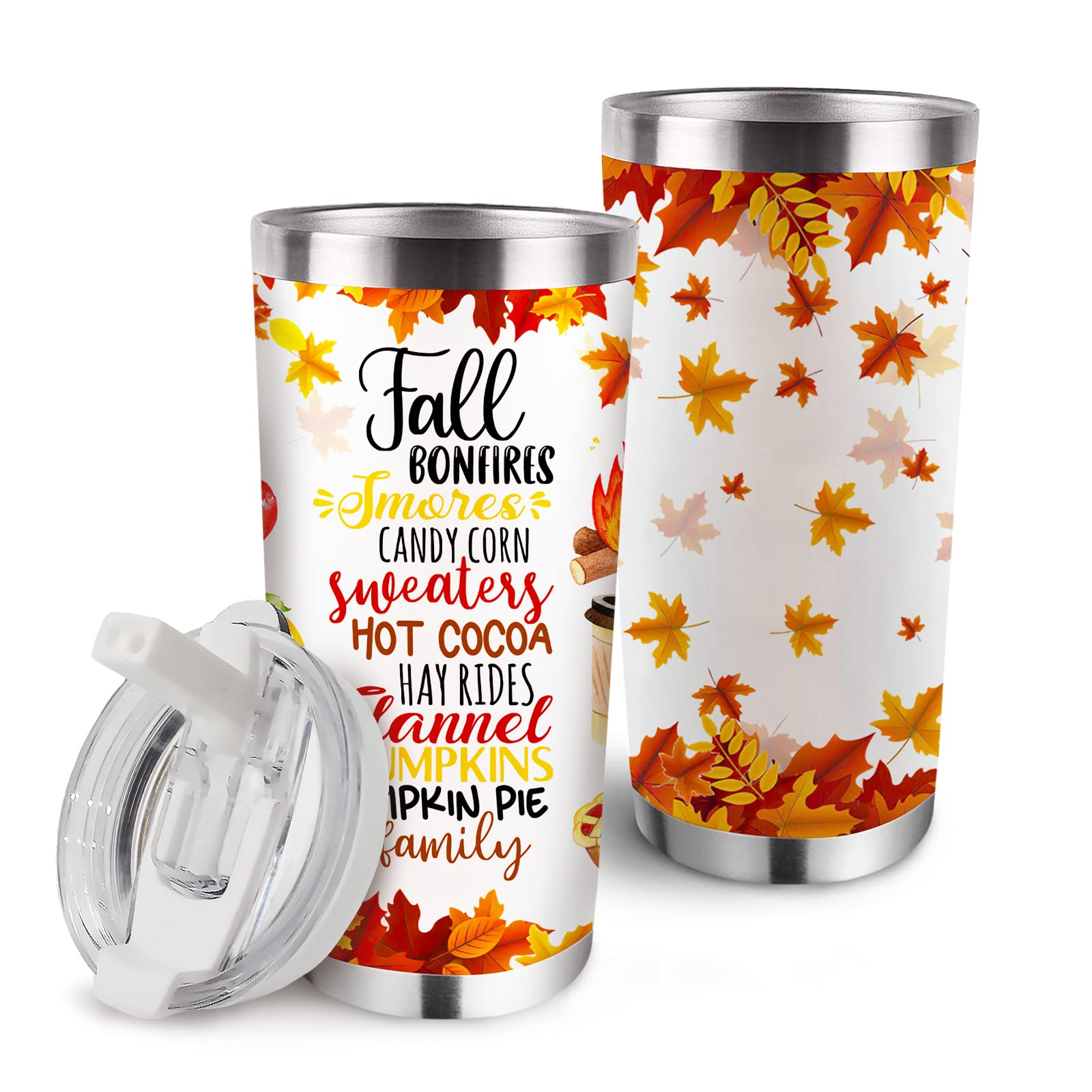 Paayna 20 oz Fall Maple Leaf Pumpkin Insulated Vacuum Tumbler with Lid Straw, Stainless Steel Double Wall Cup, Autumn Coffee Travel Mug Birthday Gifts for Women Girls