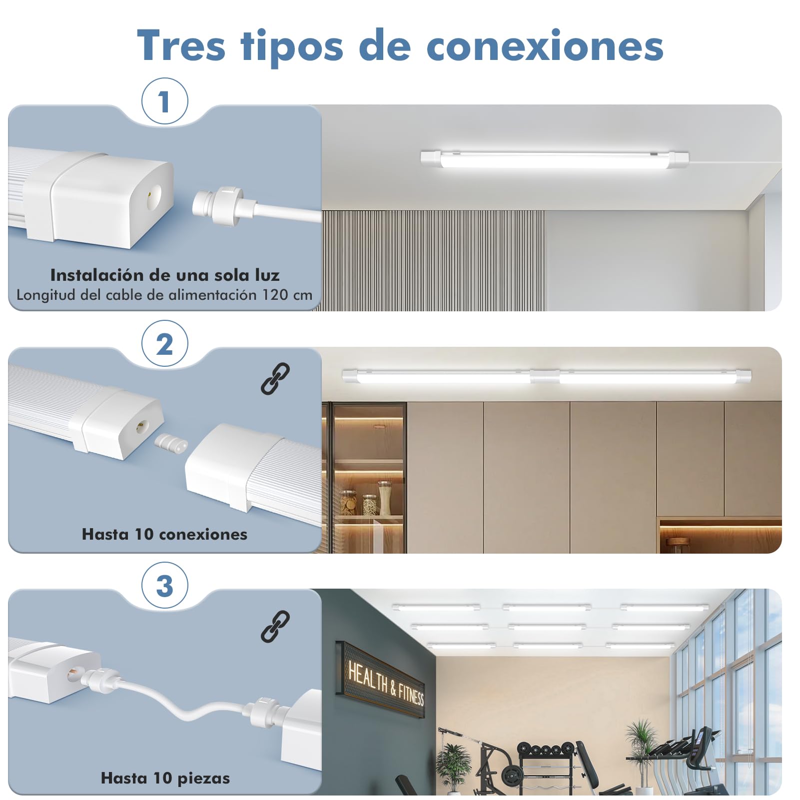 120CM Pantalla LED Lineal Tubos integrado 40W 4000LM Conectables Fluorescente Lámparas de Taller, 4500K Blanco neutro IP65 Luminaria Led para Oficina Garaje Sotano Baño Cocina Armario,4Pcs