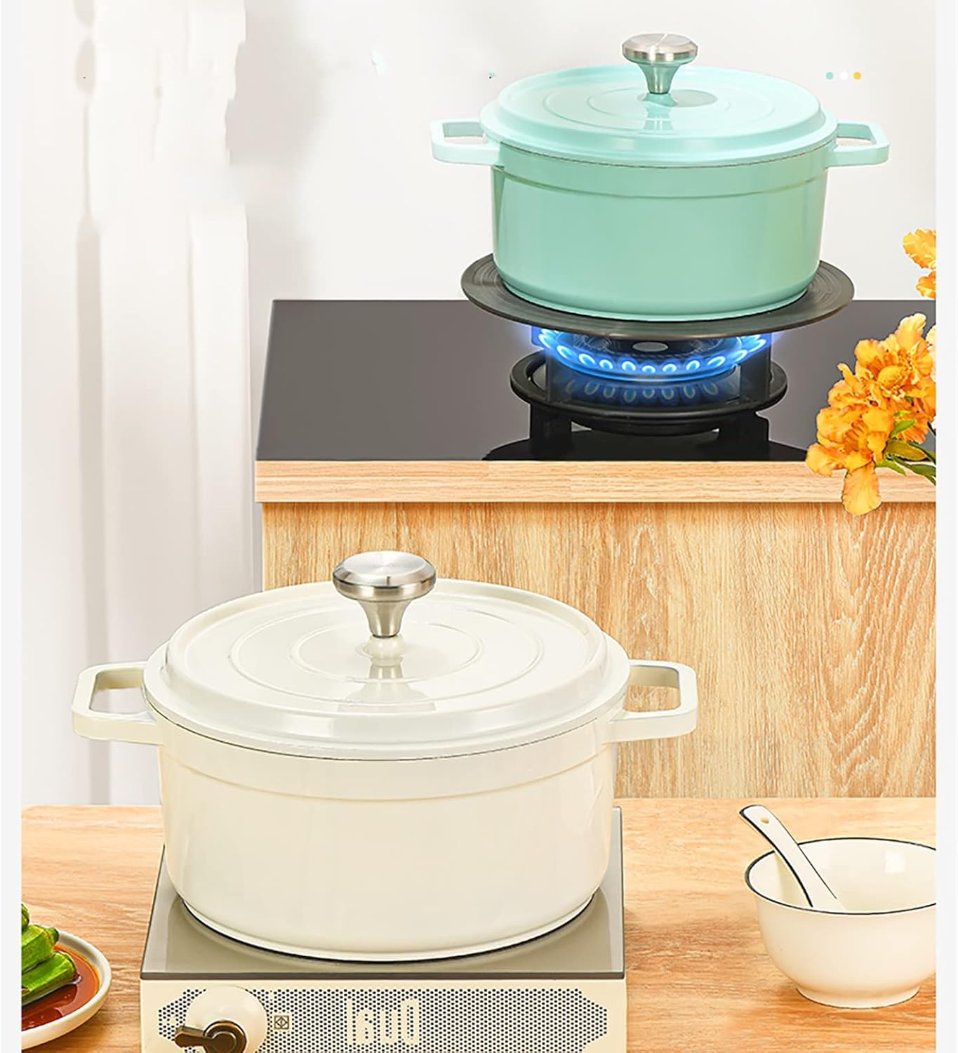 鍋ストック鍋、24cm / 2.7L誘導ノンスティック鍋、蓋付き、セラミック