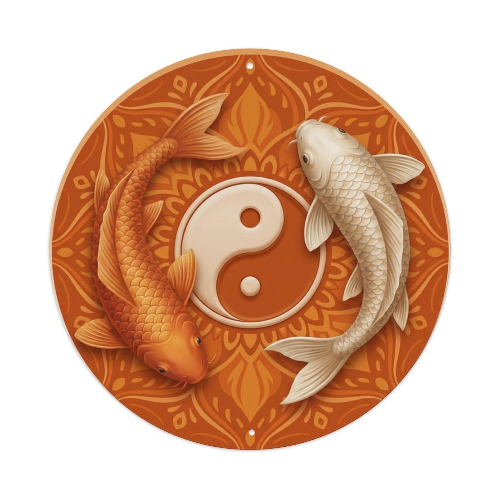 Metal Tin Sign Tai Chi Koi Fish