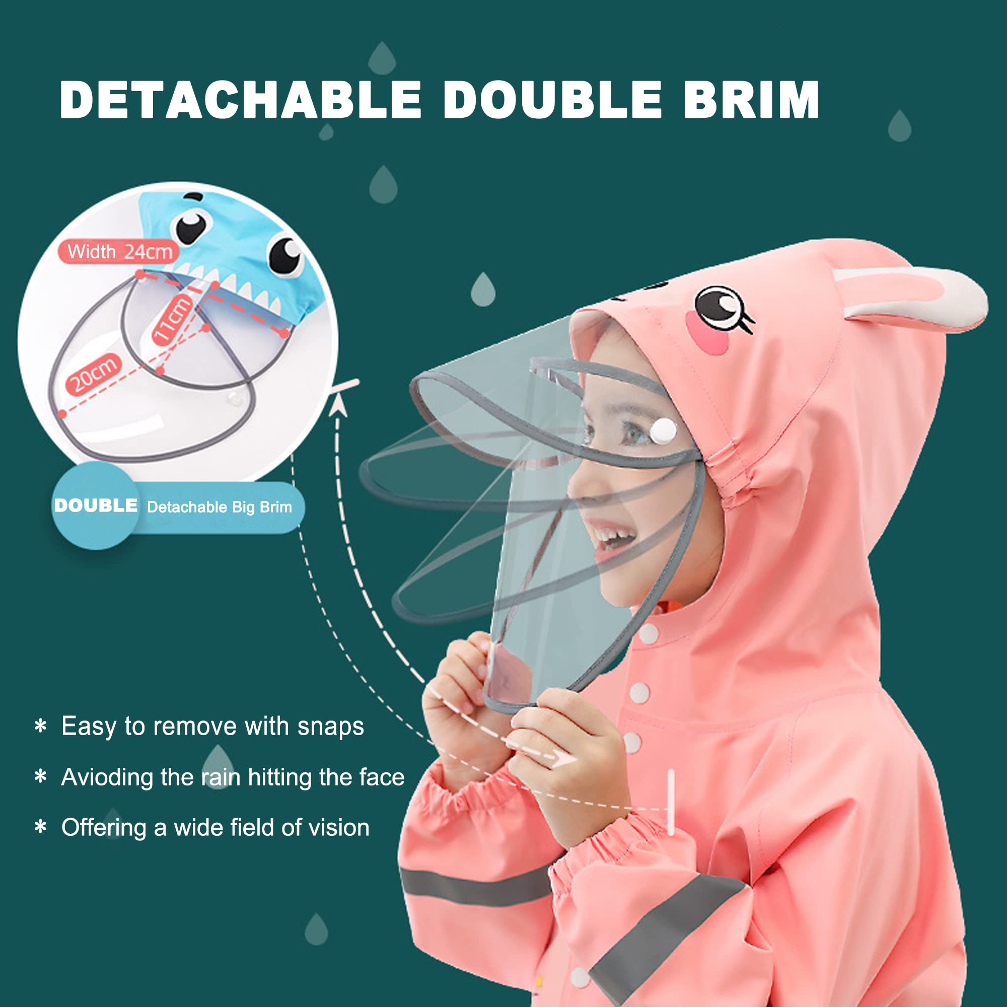 Fewlby Impermeabili per Bambini Giacche da Pioggia Ragazzi Ragazze Poncho Antipioggia Cappotto di Pioggia in cartone animato Mantella Pioggia