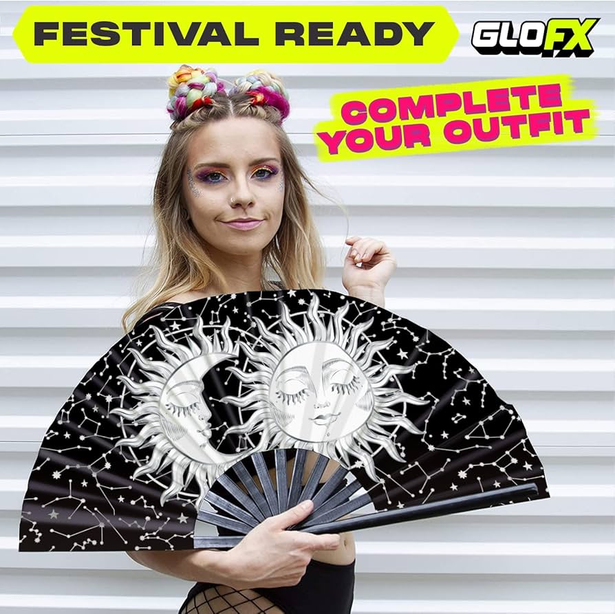 Amazon.com: GloFX Rave Sun & Moon - Large Folding Fan - Music