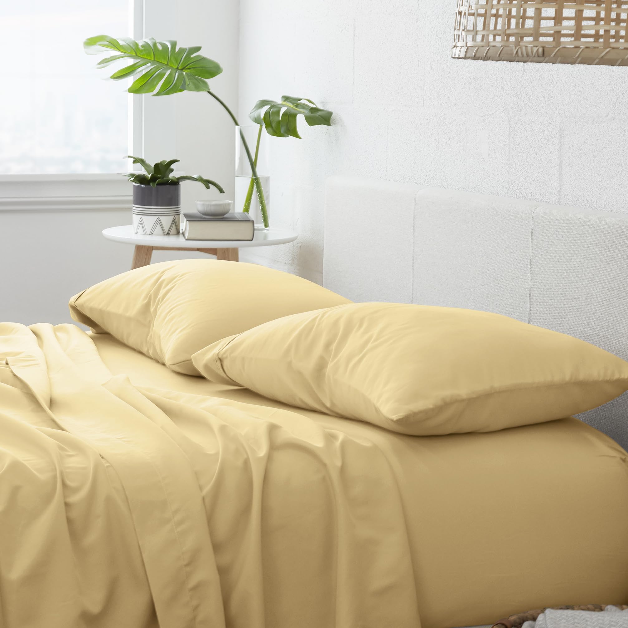 Linen Market Pillowcase Set, Microfiber, Gold, Queen - Image 2