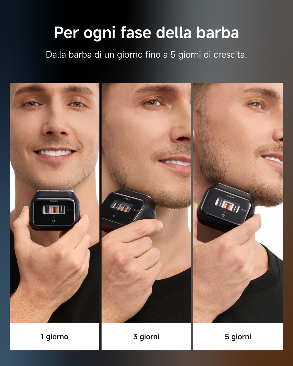 Laifen P3 Bundle Rasoio Elettrico a Lamina a 3 Lame con Accessori, Nero | Motori Lineari 2×12.000 Tagli/min., Rasatura a Secco e a Umido, Lamina 0,055 mm, Batteria 100 min, USB-C, IPX7