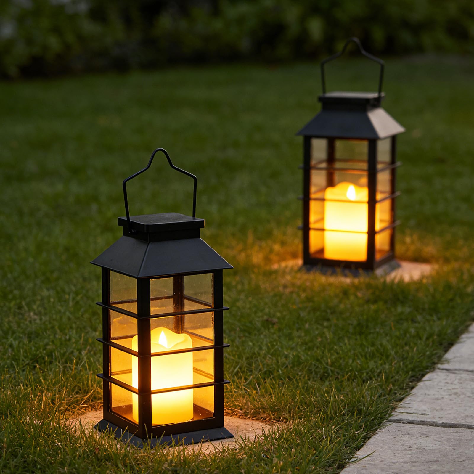 Lanterne Solari per Giardino Esterno con Flicker Elegante, Set da