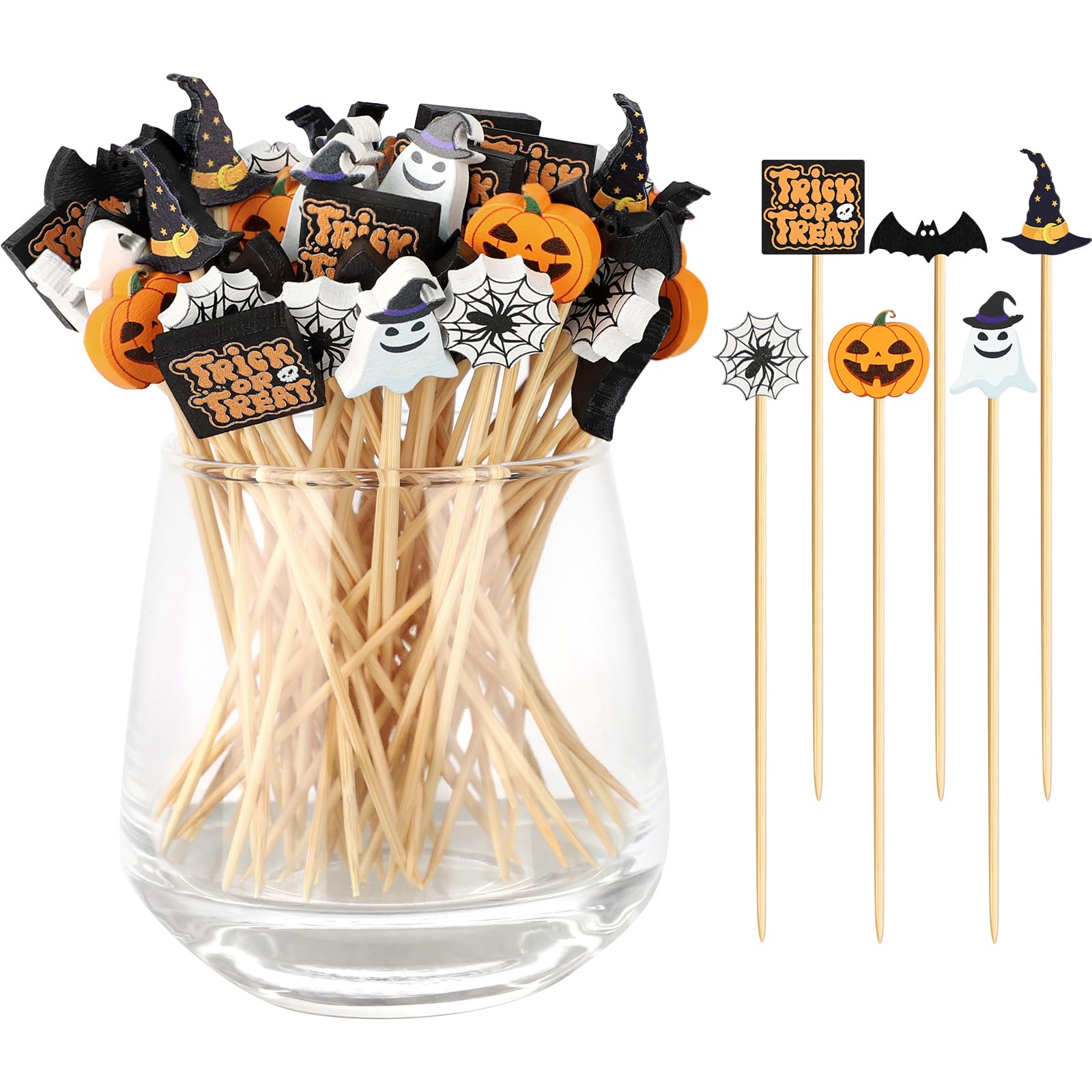 Snapklik.com : 120 Halloween Cocktail Picks, 8 Kind Of Bamboo Pumpkin