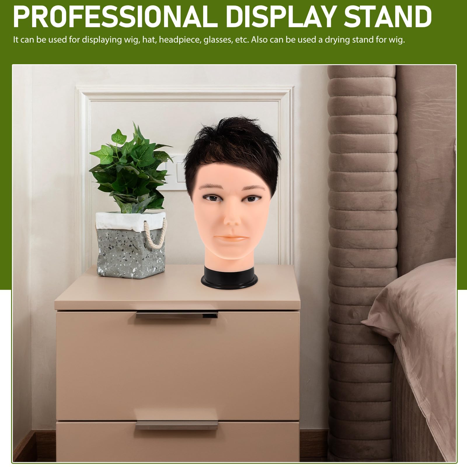 STOBAZA Manichino per Parrucca in PVC, Superficie Liscia, per Acconciature e Supporto Cappelli, 56 CM, per Esposizione