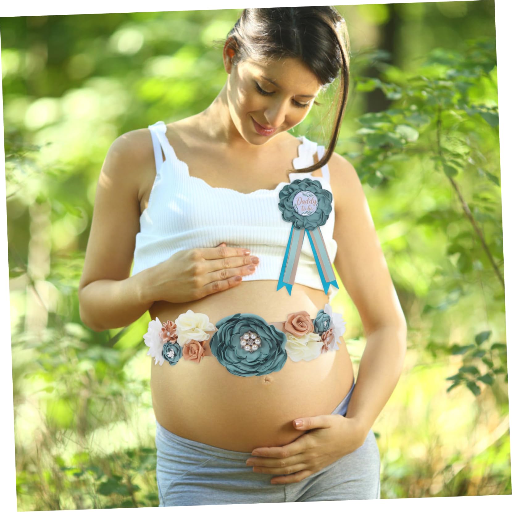 ERINGOGO Pregnancy Announcement Box Baby Shower Decorations Set Mommy to Be Sash Flower Belt Corsage