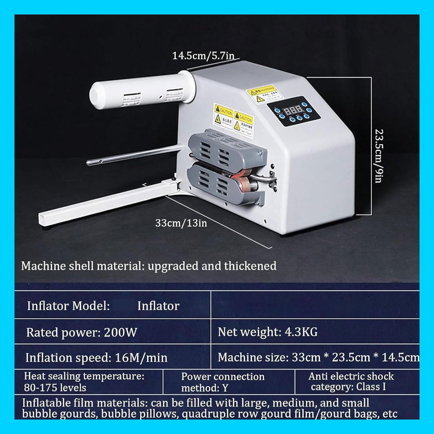 Macchina a cuscino d'aria per imballaggio,Gonfiatore con termosaldatura,16m/Min, Sistema di ammortizzazione del film di bolle per piccole imprese ed e-commerce,Inflazione ad alta efficienza,Blu
