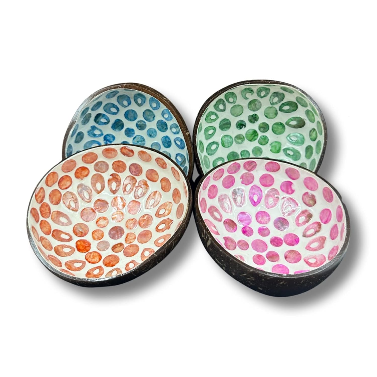 Colored Egg Pattern Coconut Bowls, Thailand Elephant