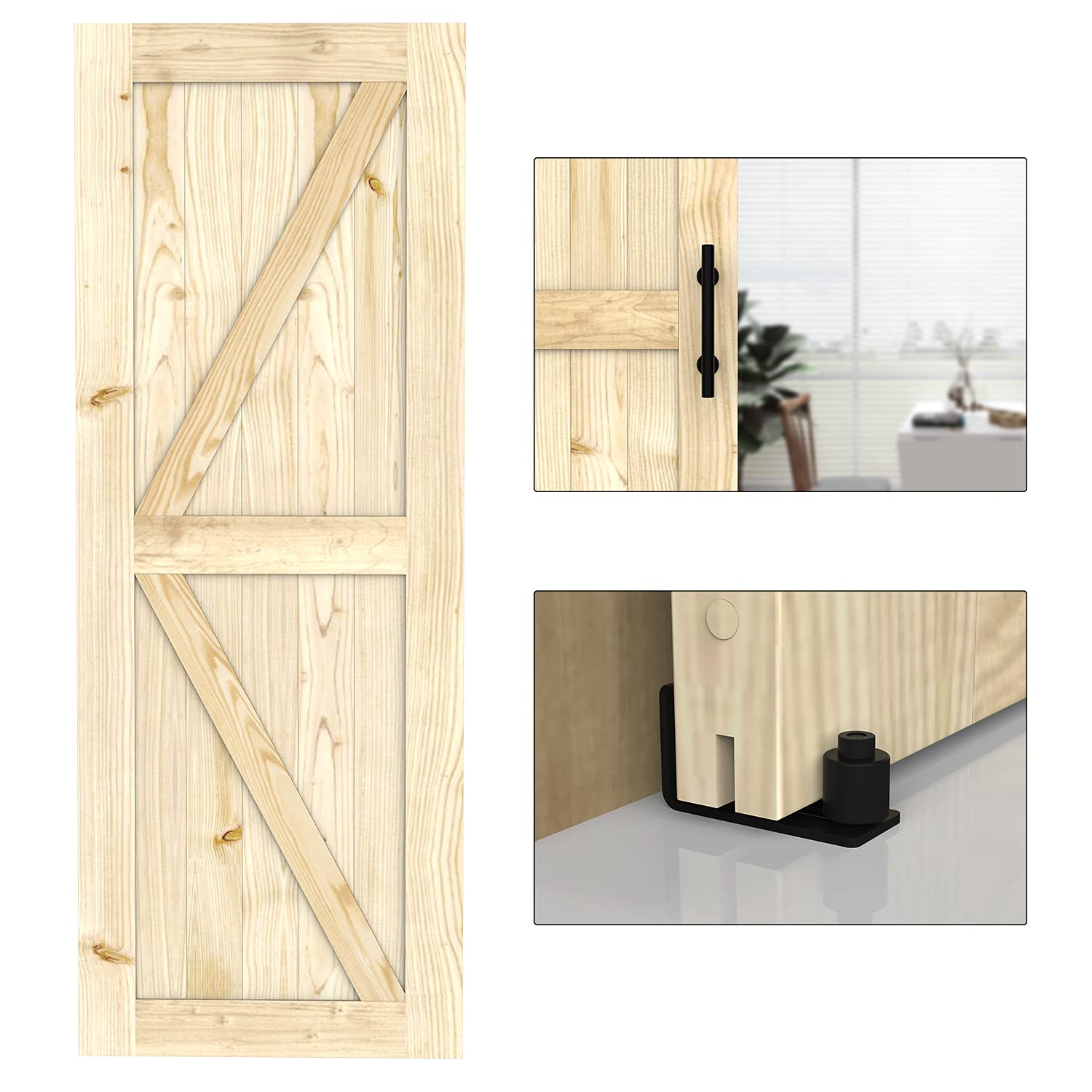 Buy Vitaporia 30 x 84in Barn Door with Handle, Floor Guide Set Assemble, Sliding Barn Door Wood