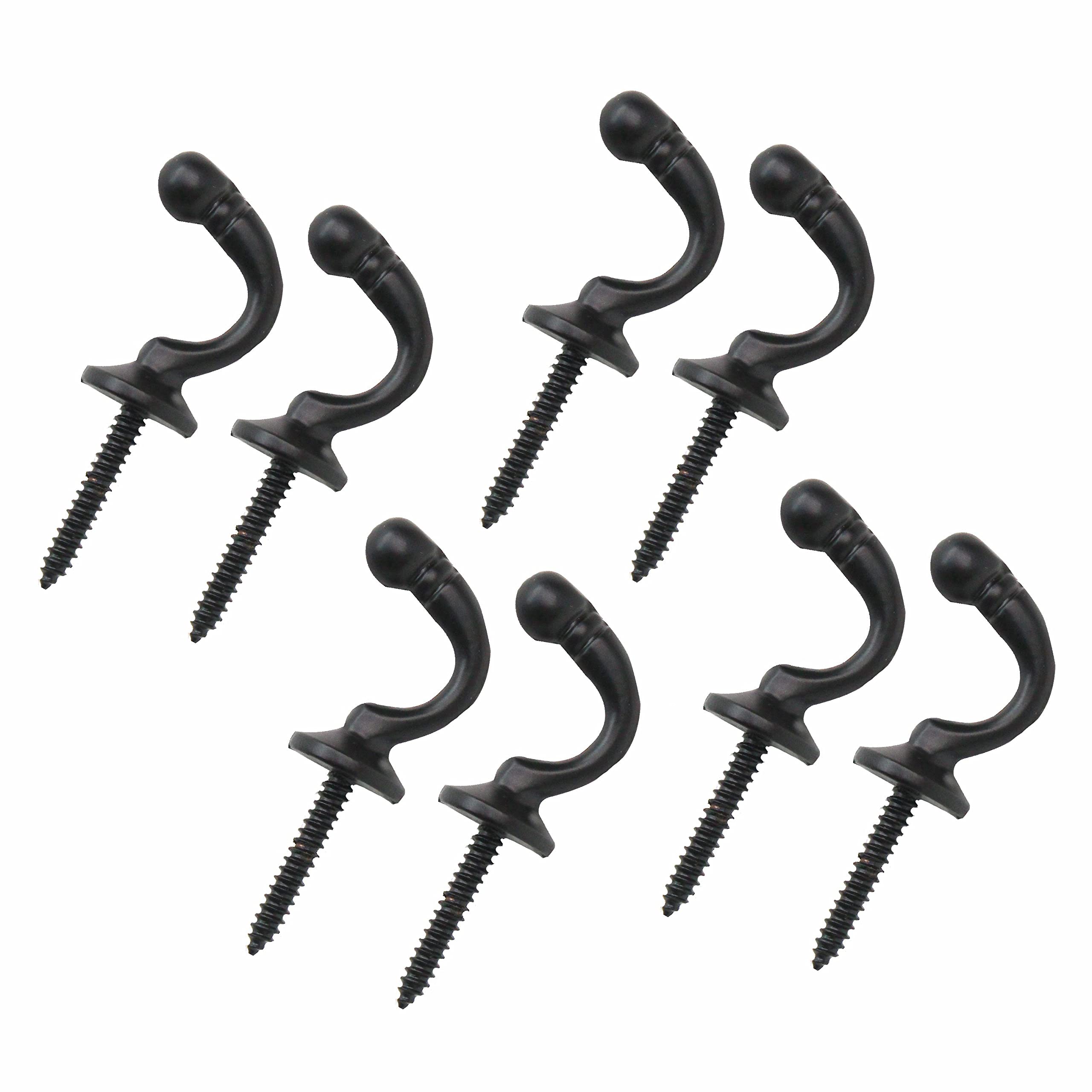 Sul Black U Shaped Wall Mounted Ball End Curtain Tiebacks, Hooks With Tassel Drapery Holder For Clothes Coat Hanger (8)