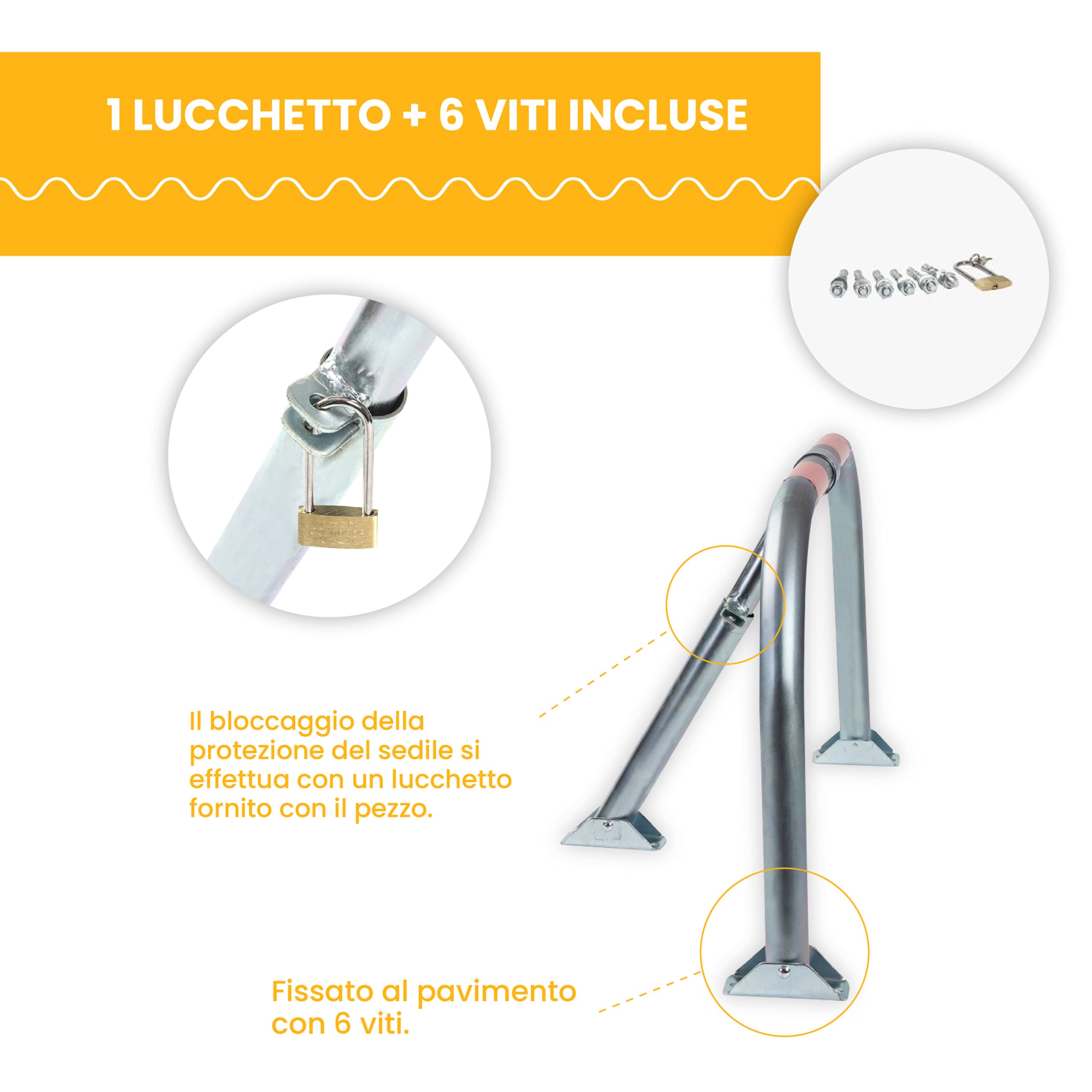 PARKING FACIL | Parcheggio Recinzione/Cepo Guardaplazas Modello Eco-M | Chiusura Manuale Con Lucchetto Con Strisce Riflettenti | Include lucchetto e viti | Misura: 65 x 46 x 34 cm | 1 unità