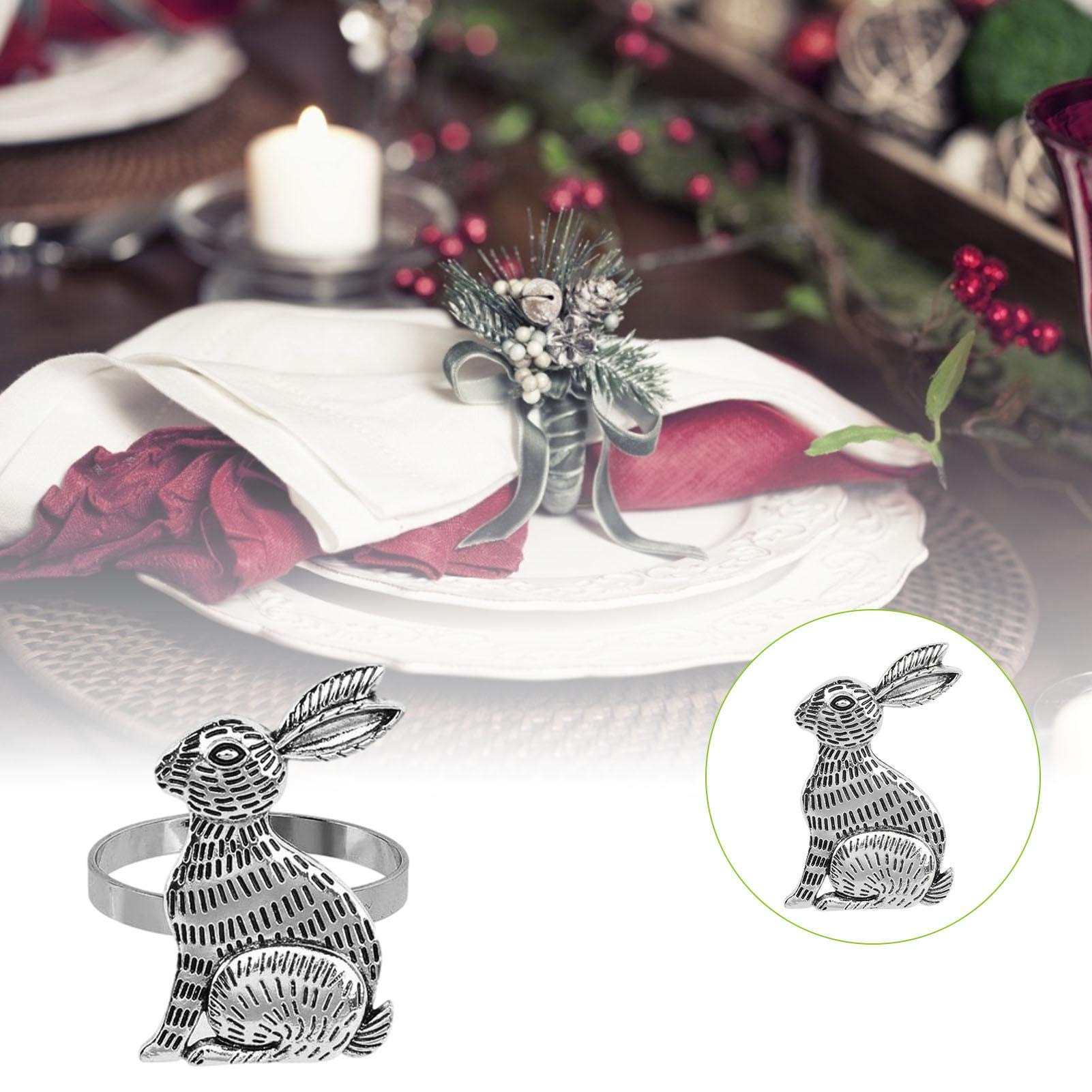 Portatovaglioli Pasquali A Forma Di Coniglietto - 12 Pezzi In Lega Dorata Per Decorazione Tavola - Foto 7