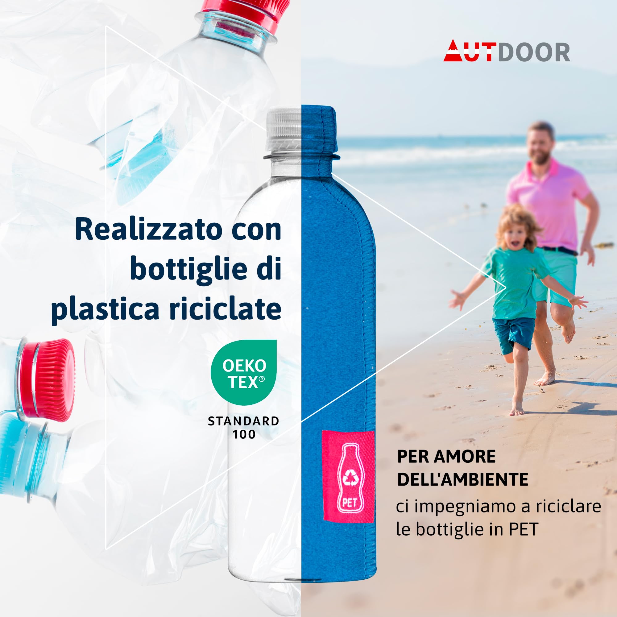 AUTDOOR® Poncho Surf – Accappatoio Microfibra Assorbente & Leggero, Perfetto per Uomo e Donna, Ideale per Spiaggia, Yoga e Sport Acquatici (Blu, Medio)