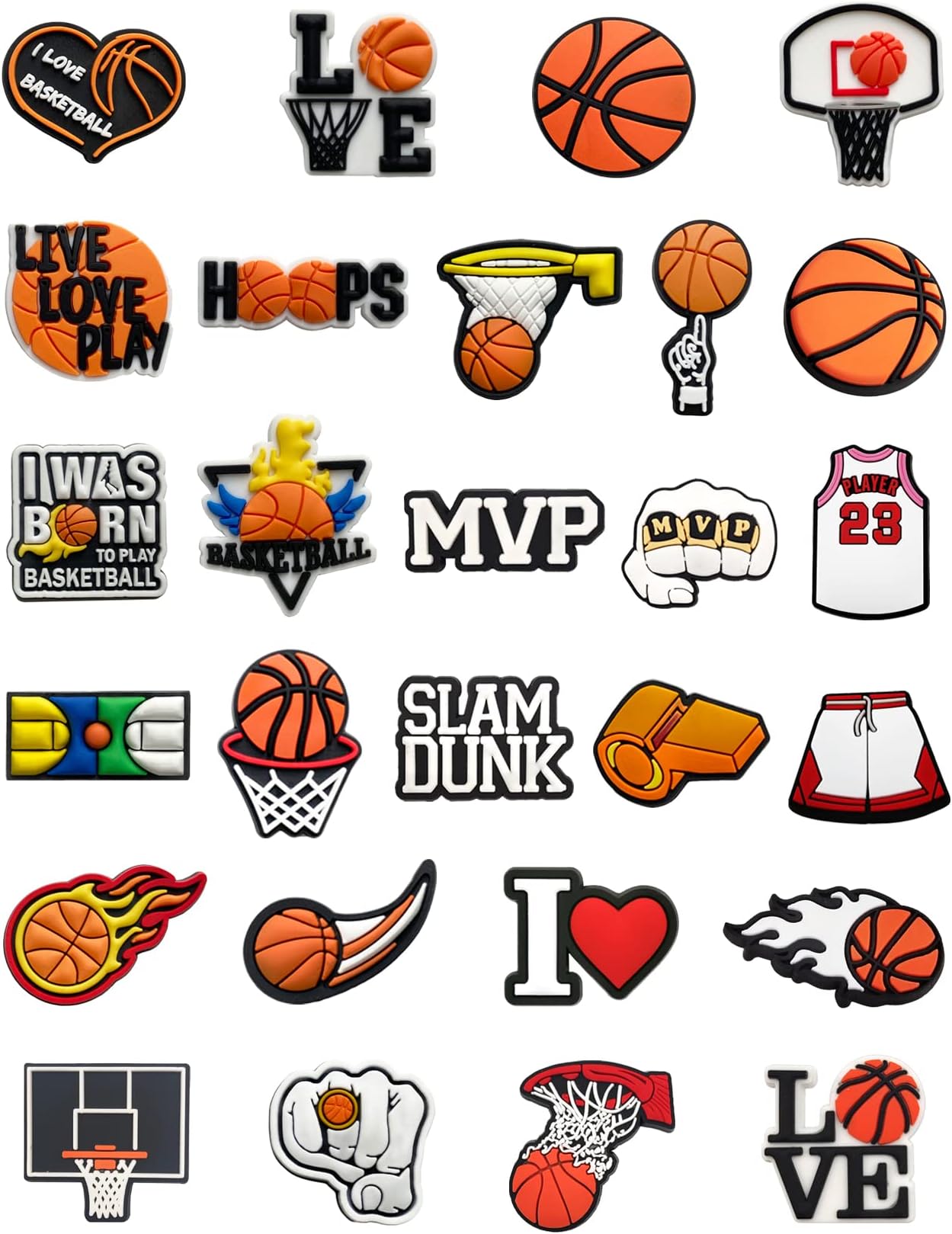 Sports Shoe Charms for Croc Shoe Decoration, Sports Collection Baseball Charms Basketball Charms Soccer Ball Charms Football Charms Volleyball Charms for Boy Girl Women Men
