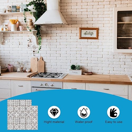 Miniatura 5 de YUANHONGJIAN Paquete de 24 calcomanías autoadhesivas para azulejos, azulejos de mosaico para cocina, sala de estar, dormitorio (3.9 x 3.9 in)