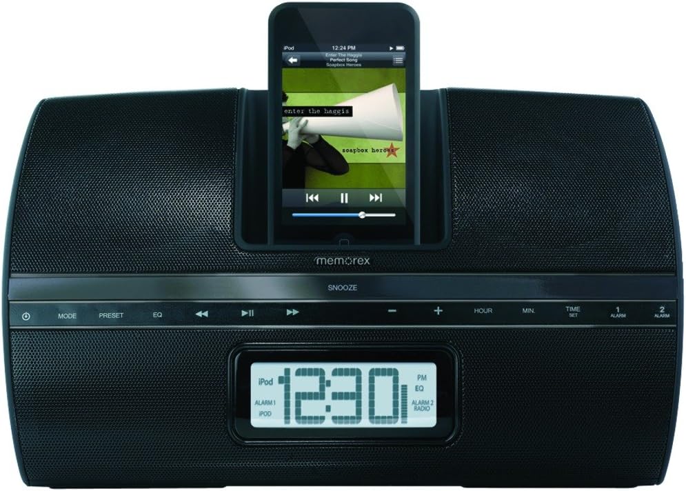 Memorex iWake Up Clock Radio with iPod Dock (Black) Electronics