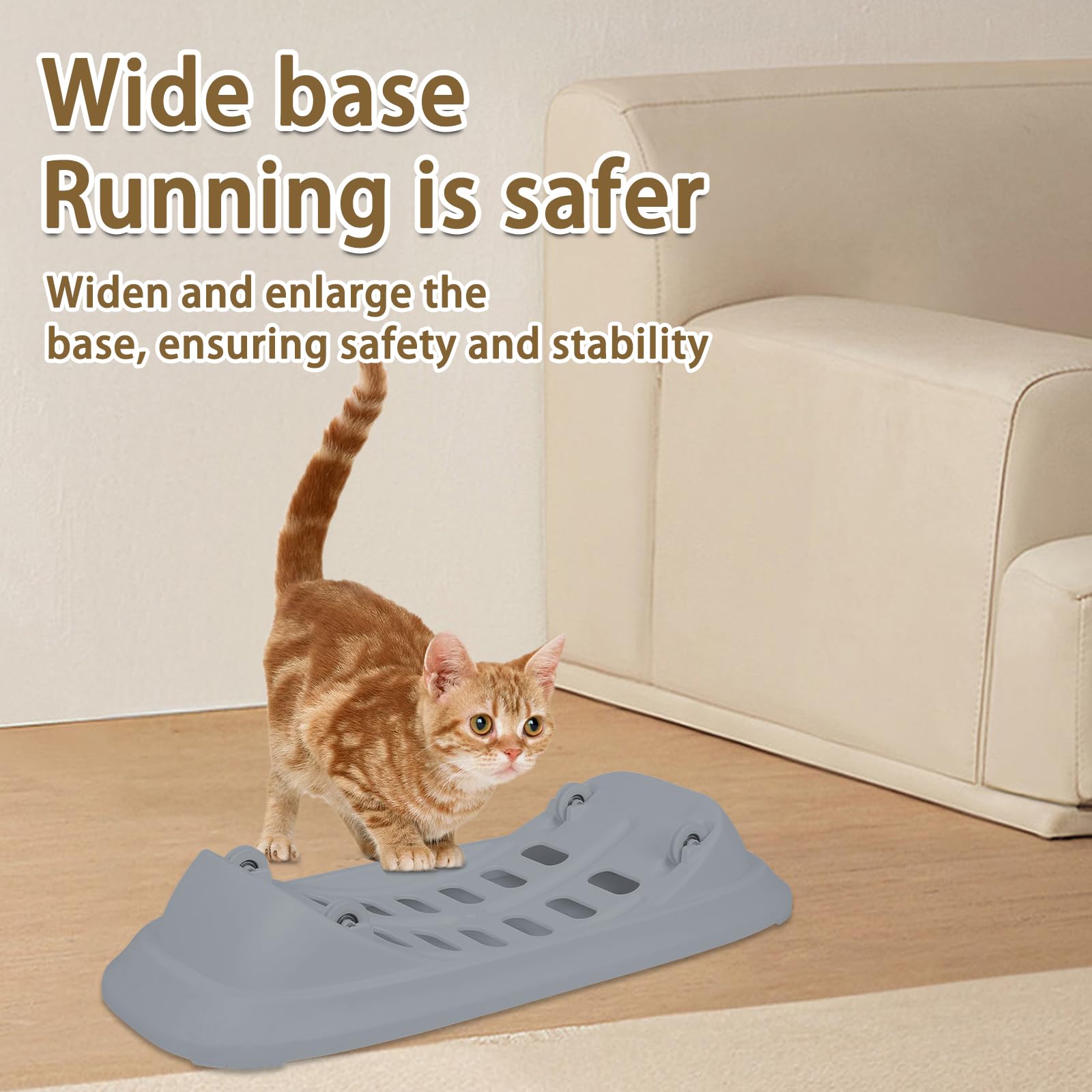 Rueda para gato grande, rueda de ejercicio silenciosa de ABS sólida, soporta hasta 15 kg, para gatos de interior activos, base antideslizante, fácil de montar y limpiar-gris