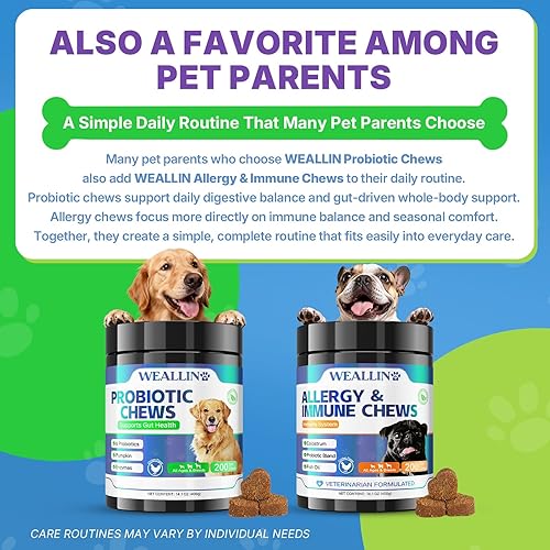 Miniatura 10 de 200 PCS Probióticos para Perros - Masticables Probióticos para Perros para la Salud Intestinal, Apoyo Digestivo y Alivio de Picazón en la Piel,