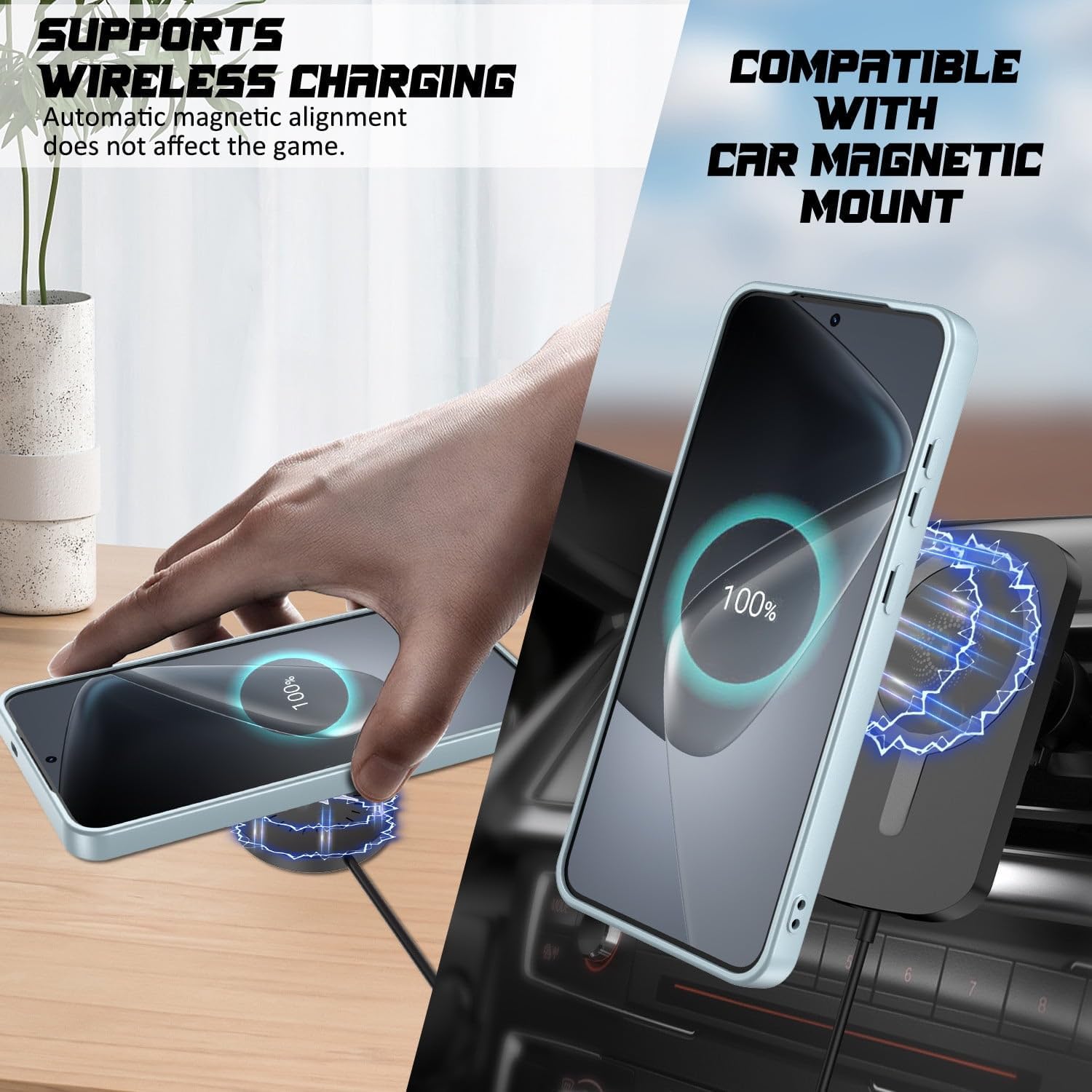 DIZORO Samsung A56 Case, Compatible with Mag Safe Back Cover, Matte Luxury Metallic Luster Flexible TPU Wireless Charging Shockproof Case with Camera Protector (Metallic Sierra Blue) — Amazon image 4