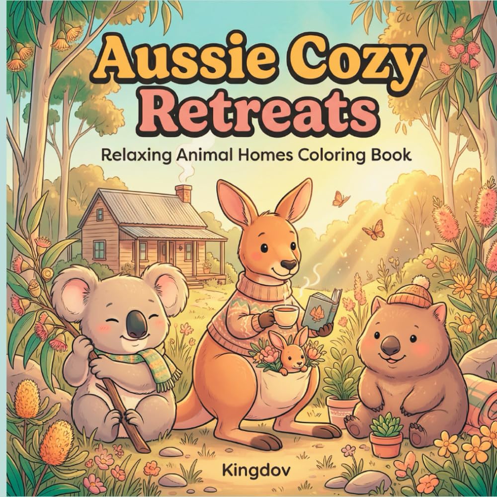 Aussie Cozy Retreats: A Cute & Relaxing Australian Animal Homes Coloring Book for Adults & Teen (Cuzy Coloring Books Collection)