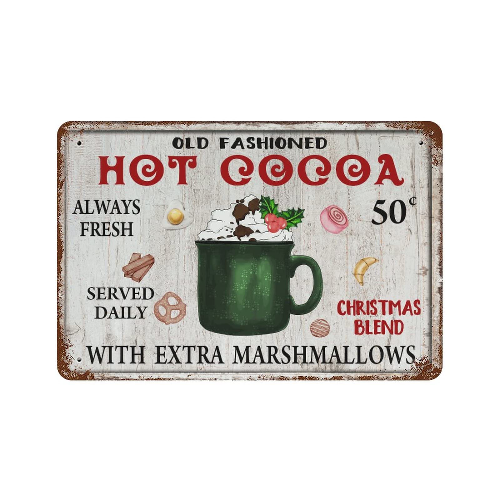 Plaque en métal de Noël vintage 30x45 cm décoration cacao chaud