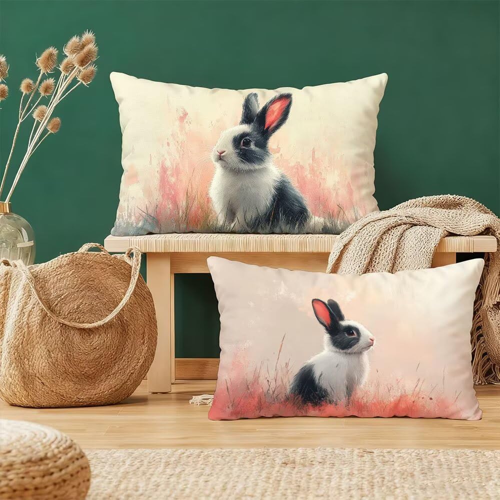 Poszewka na poduszkę 50 x 70 cm Poszewka na poduszkę Zestaw 2 różowych prostokątnych poduszek dwustronna sofa zwierzę dekoracyjna aksamitna poszewka na poduszkę z niewidocznym zamkiem błyskawicznym
