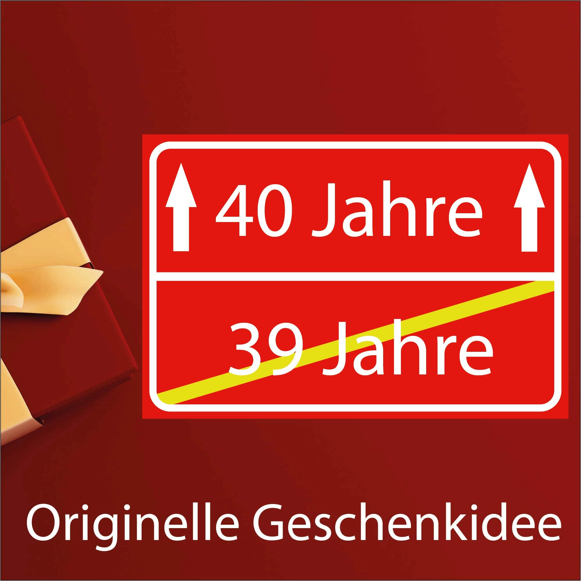 INDIGOS UG - 40 Jahre Geburtstag Schild Deko für Party - 80x60cm - PVC 5mm rot - Ortsschild Herzlichen Glückwunsch - Spruch - Ortsschild Design Deko Geschenkidee 40. Birthday