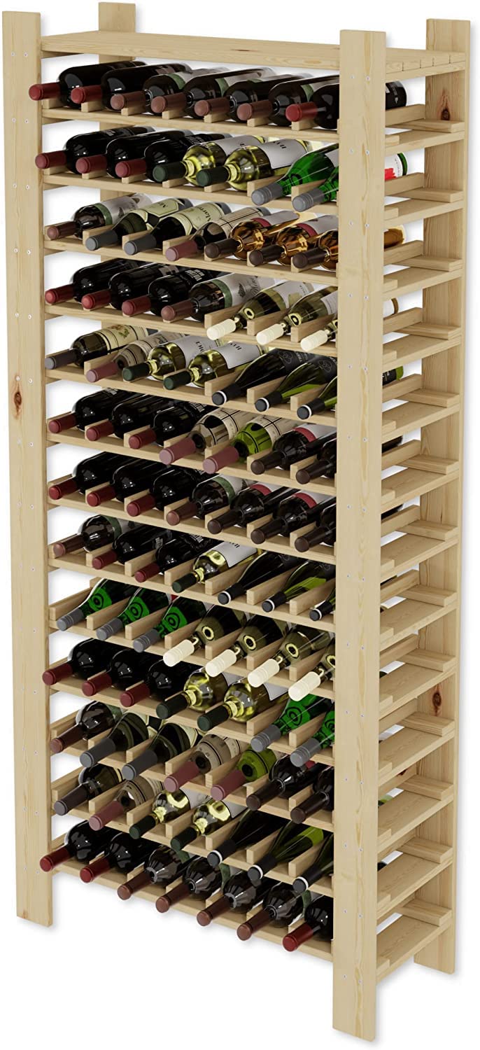 Étagère à Vin En Pin FSC - 54 Bouteilles, Fixation Murale - Design Sobre, Robuste - Pour Cave, Cuisine