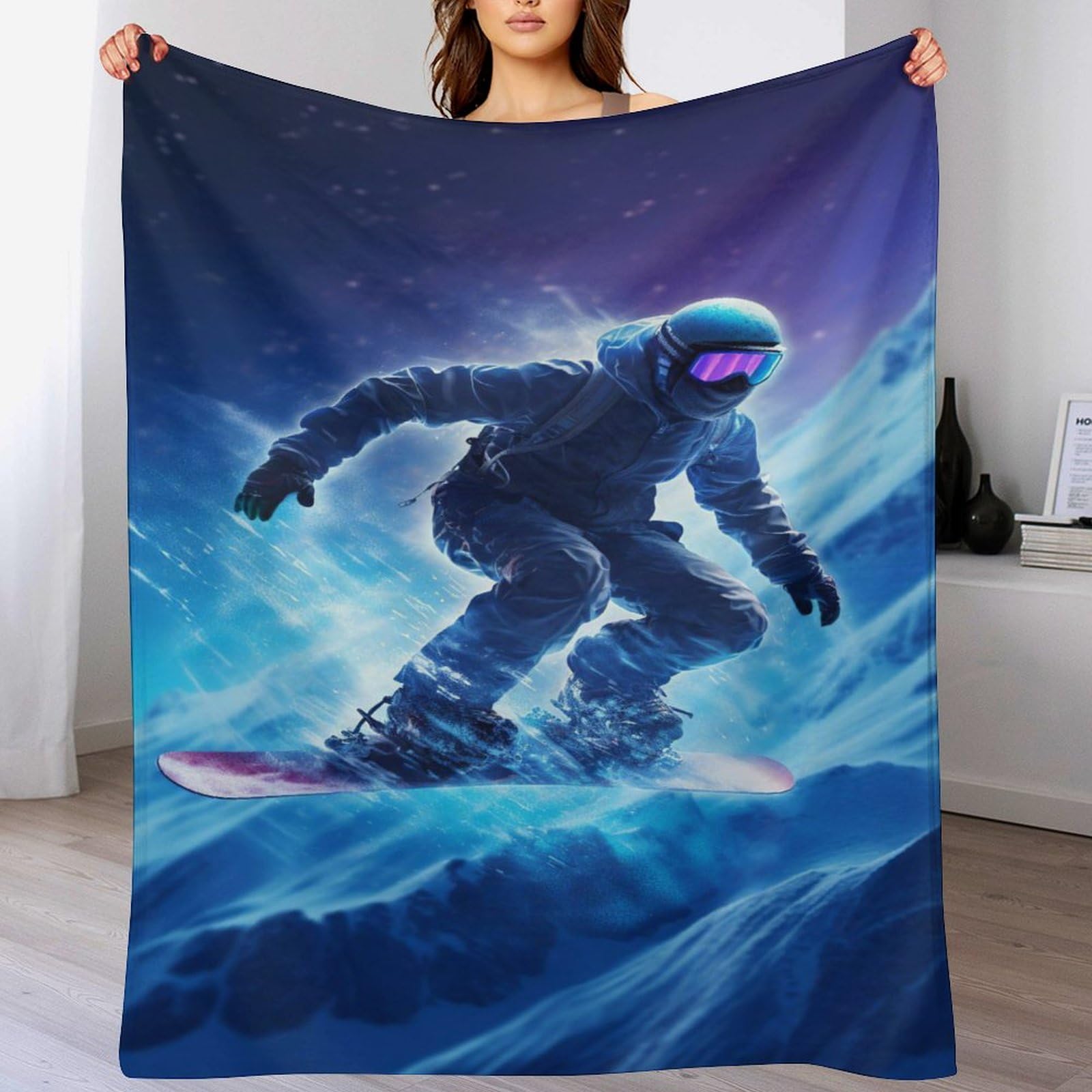 Couverture en snowboard flannel super douce, le plaid cadeau lit voyage