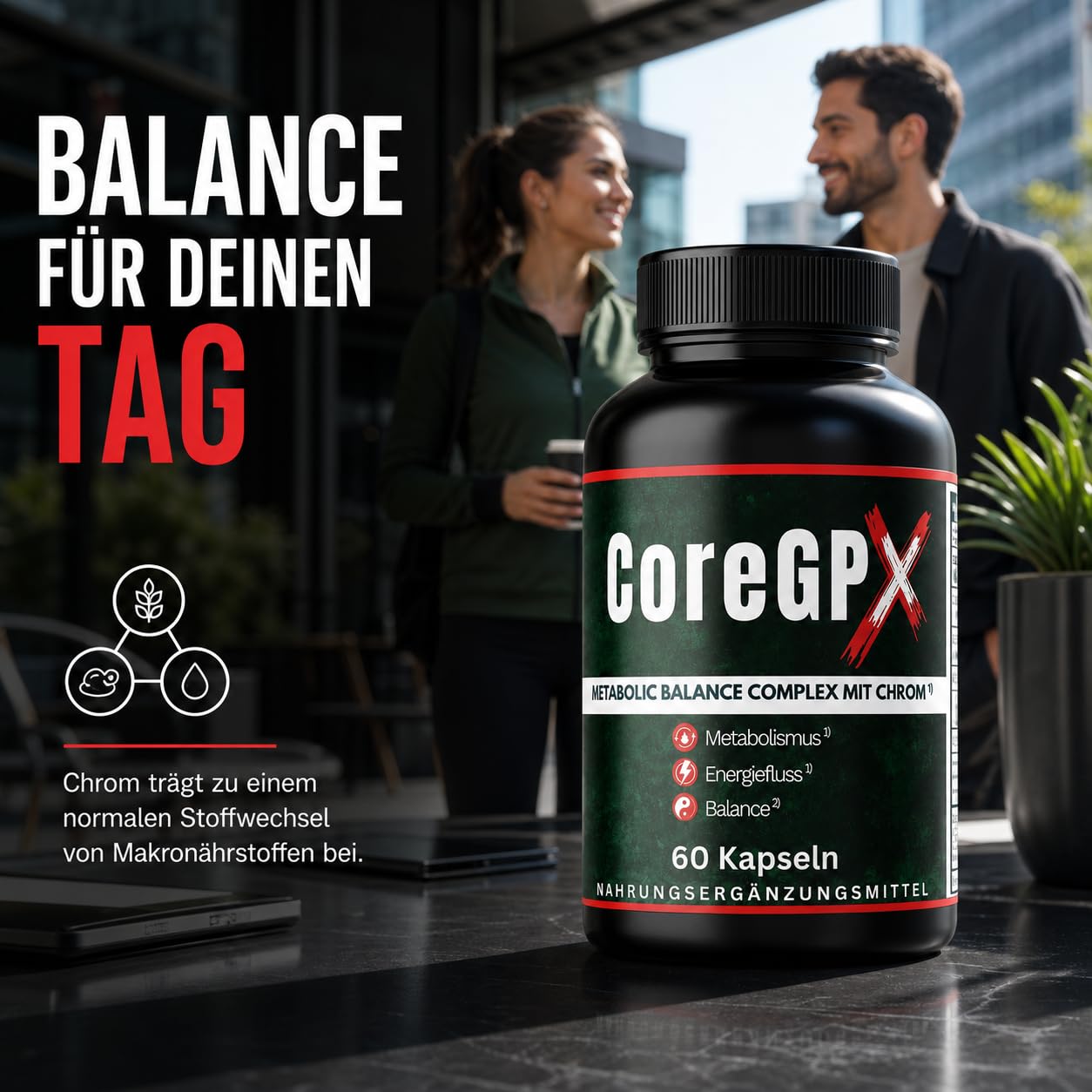 Core GPX Original von ZENICAPS – 60 Stoffwechsel Kapseln mit Chrom & Jod – Chrom für normalen Makronährstoffwechsel, Jod für Energiestoffwechsel – mit Grüntee, grünem Kaffee, L-Carnitin & L-Tyrosin
