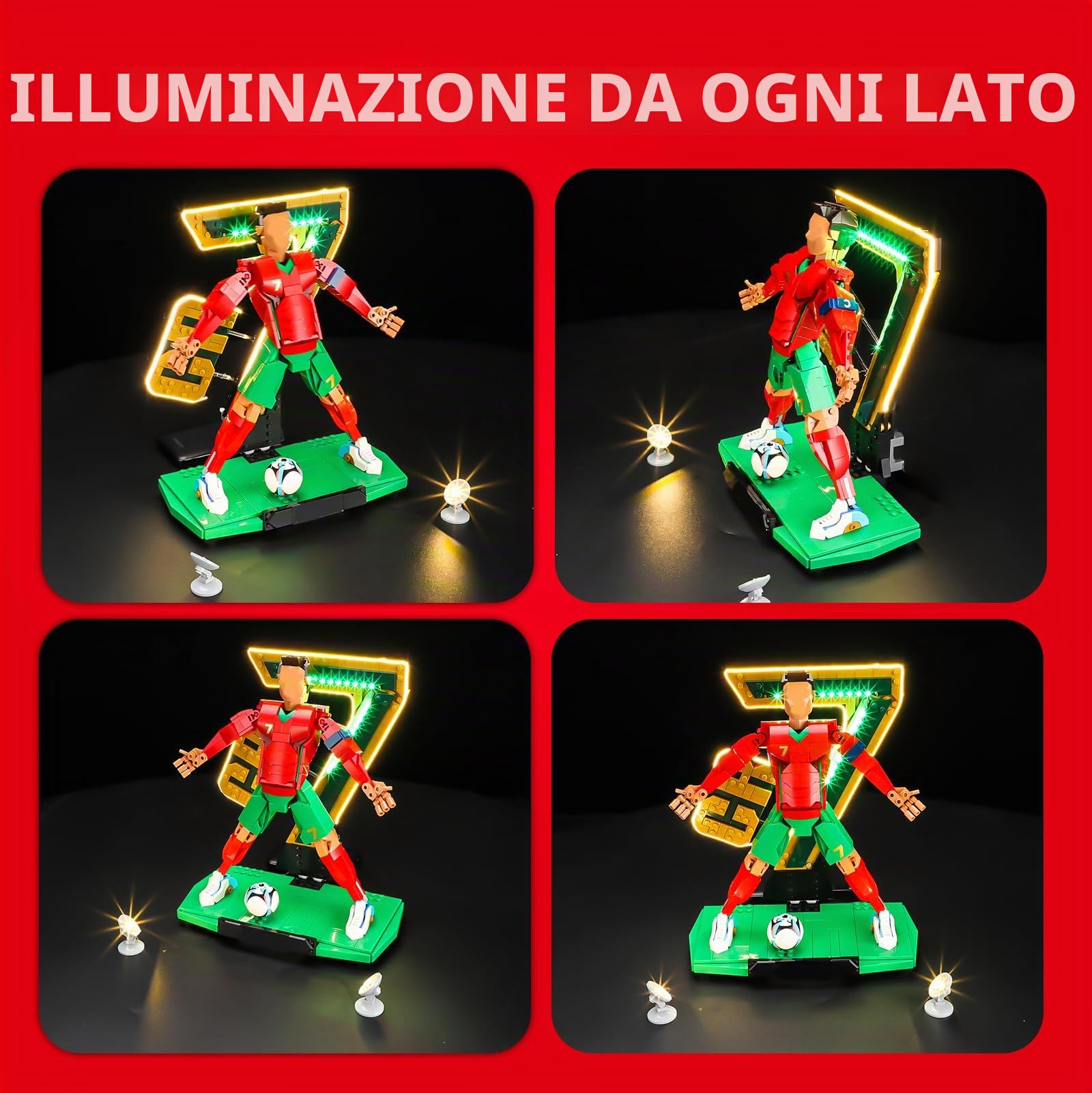 BRIKSMAX Illuminazione a LED per LEGO Editions Cristiano Ronaldo – Leggende del calcio (versione aggiornata) 43016, set di luci compatibili per mattoncini da costruzione, senza set Lego, luce per