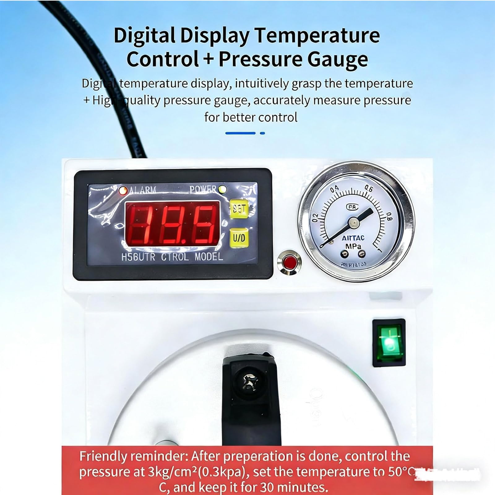 65-W-Drucktopf mit Luftpumpe – Automatischer digitaler Polymerisator für die Reparatur von Prothesenbasen, effiziente Ausrüstung für zahntechnische Labore