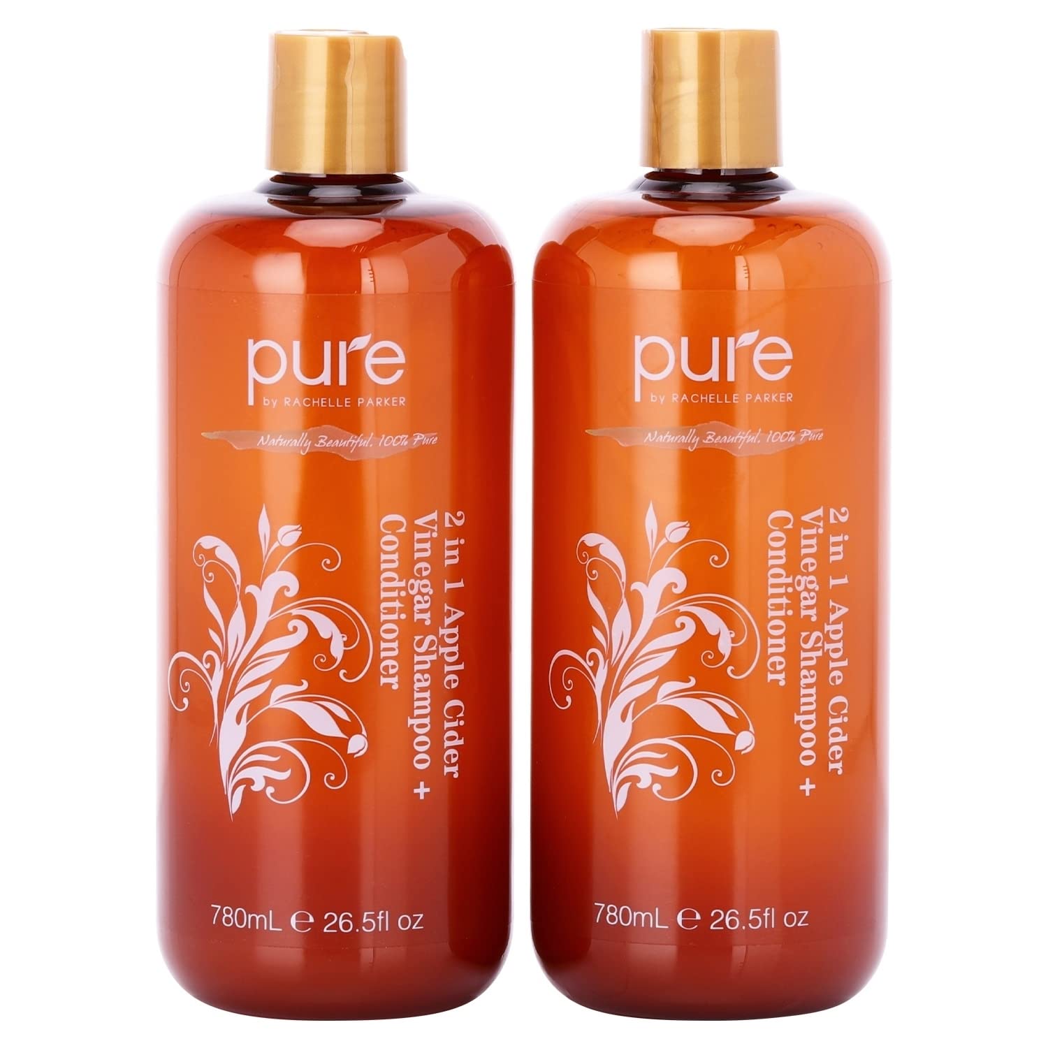 Rachelle Parker Apple Cider Vinegar 2 in 1 Shampoo and Conditioner Set. Sulfate Free, Hydrating, Moisturizing Shampoo and Conditioner for Damaged Hair. 26.5 Fl Oz