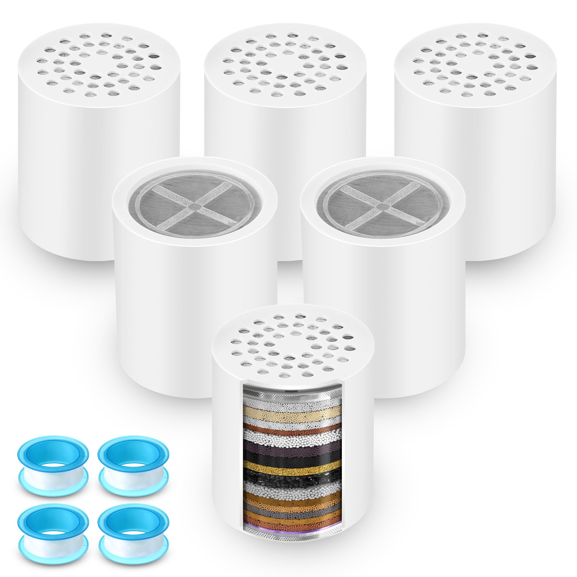 6 Pack 20 Stage Shower Filter Replacement Cartridge, Shower Head Filter Refill for Hard Water to Remove Chlorine Fluoride Heavy Metal, High Output Bath Cartridges for Skin Hair Healthy