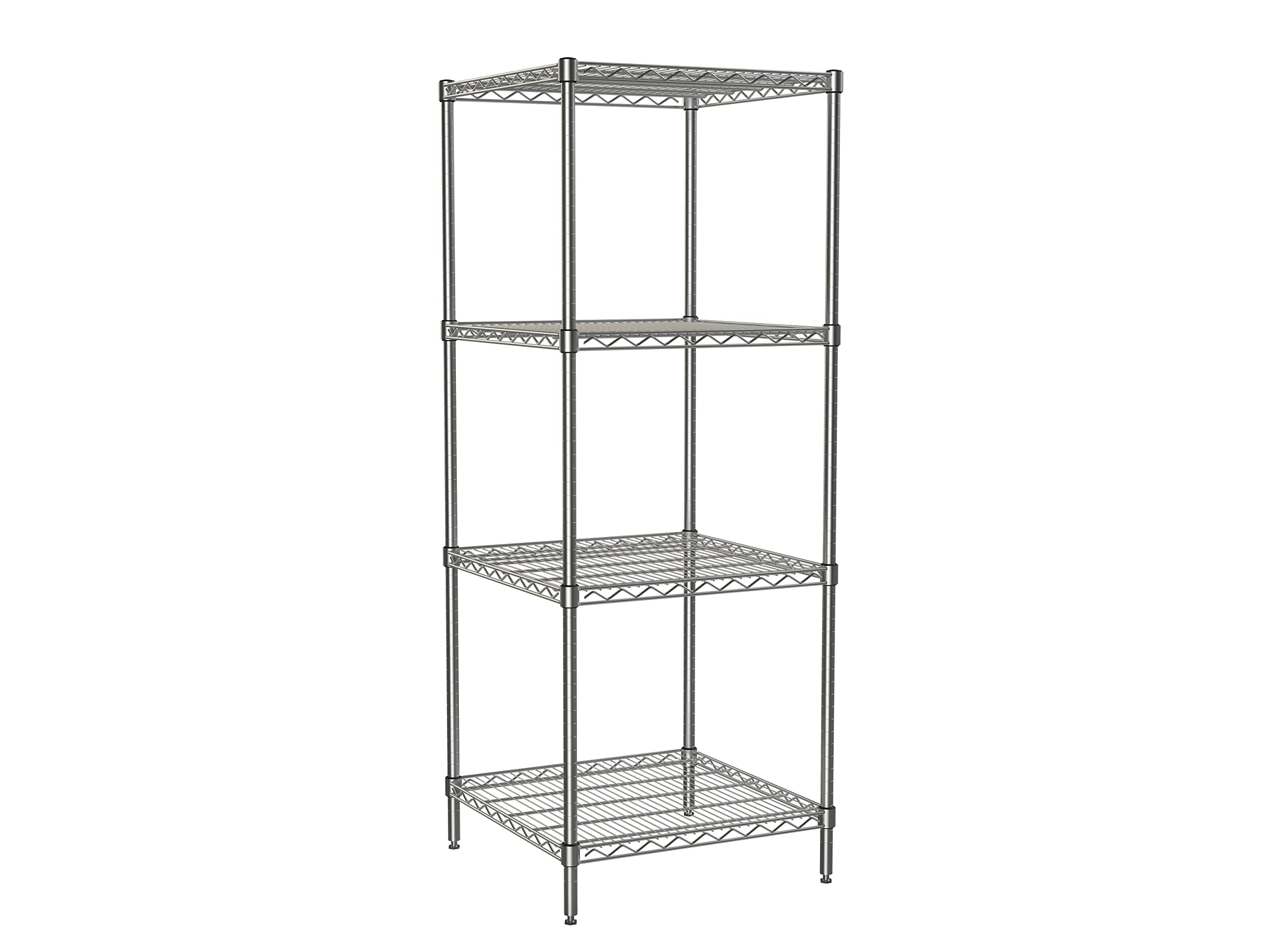 Tarrison 4-Shelf Adjustable, Heavy Duty Storage Shelving Unit, Stainless Steel Wire Rack, Chrome Finish, Silver (24L x 24W x 74H)