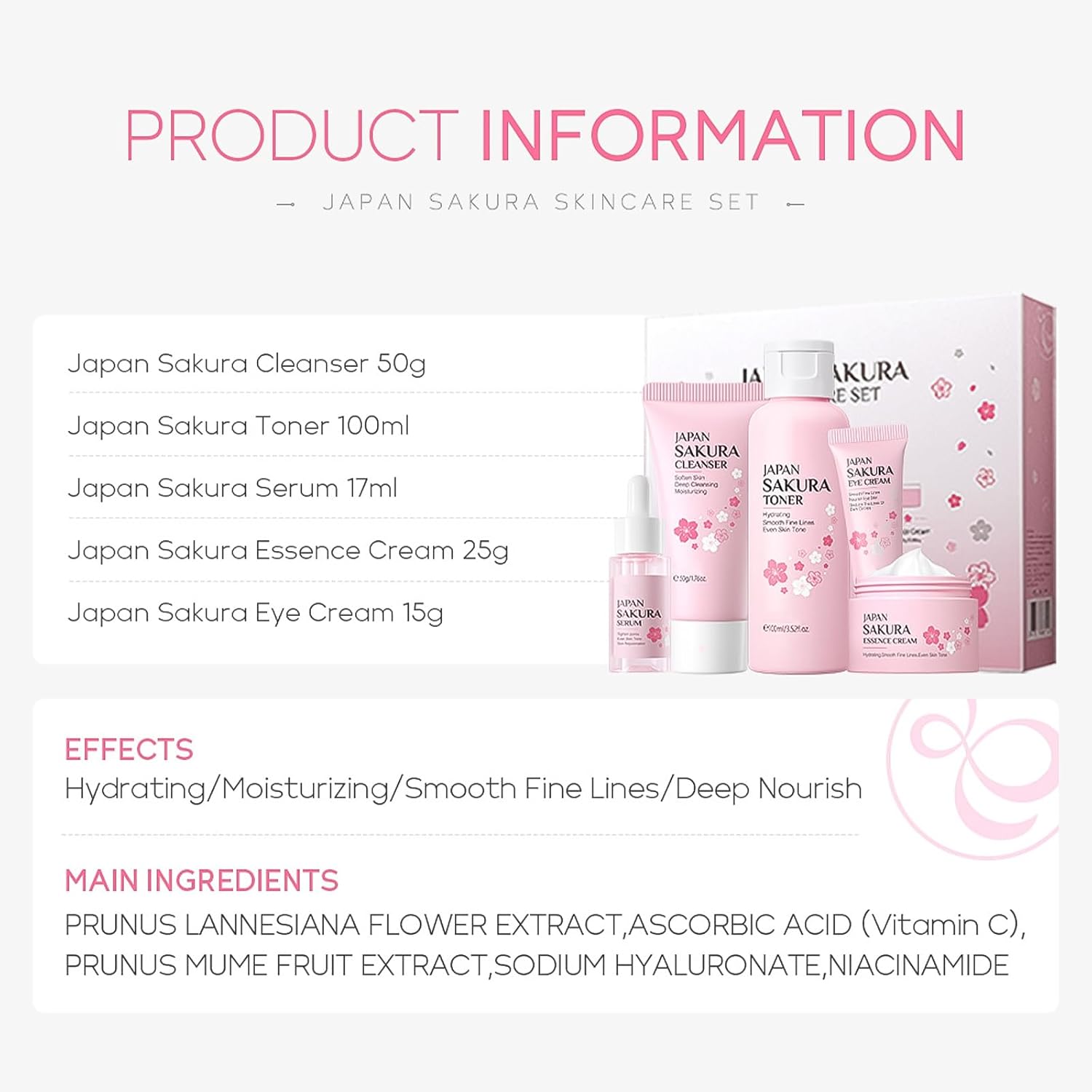 Skincare Set Skin Care for Teenage Girls,5 PCS Skin Care Sets & Kits,Glowing Beauty Skincare Kit, Teenage Skincare Set Products to Cleanse Natural Sakura Blossom Skincare 8 71Qh+7aOMmL. AC SL1500