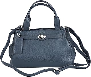 Pebbled Genevieve Top Zipper Handbag, Navy