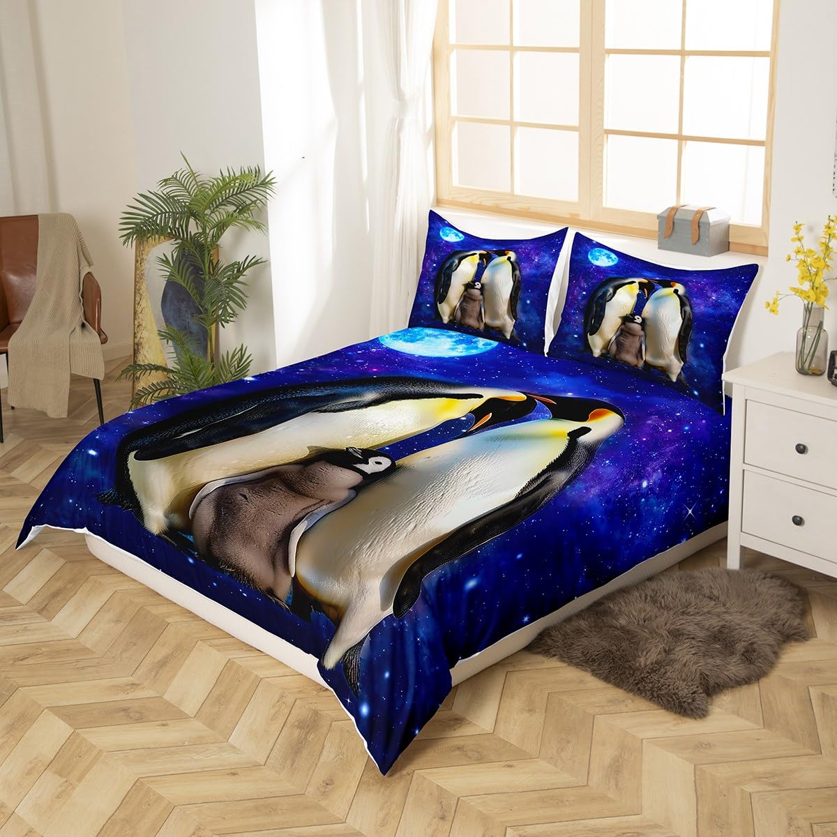 Manfei Cute Penguin Kids Duvet Cover Set Single Size, Animal Theme Comforter Cover - Image 2