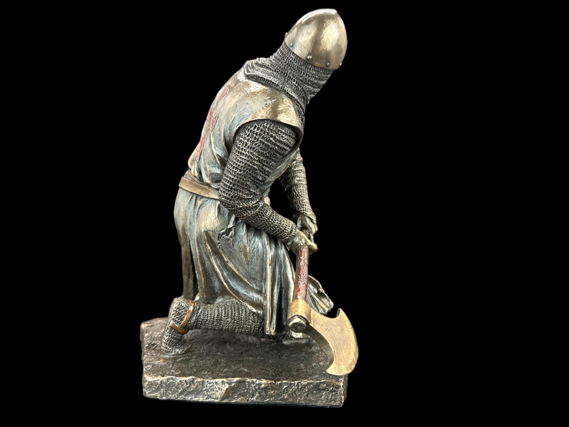 57 SPECIAL REPLICAS Statuette Decoration - Chevalier du Christ agenouillé, TEMPLIER avec Hache - Figurine Decoration Noel Bronze Sculpture Statue Cadeau Homme Cadeau Femme Décoration Salon
