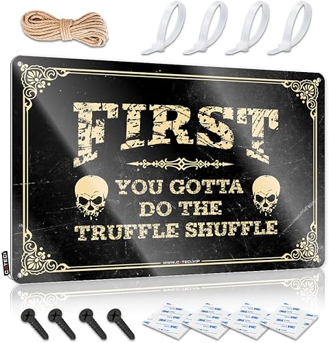 Miniatura 1 de gaeruite Letrero de lata con texto en inglés "Cave Man Bar First You Gotta Do The Truffle Shufle", decoración de habitación para adolescentes,