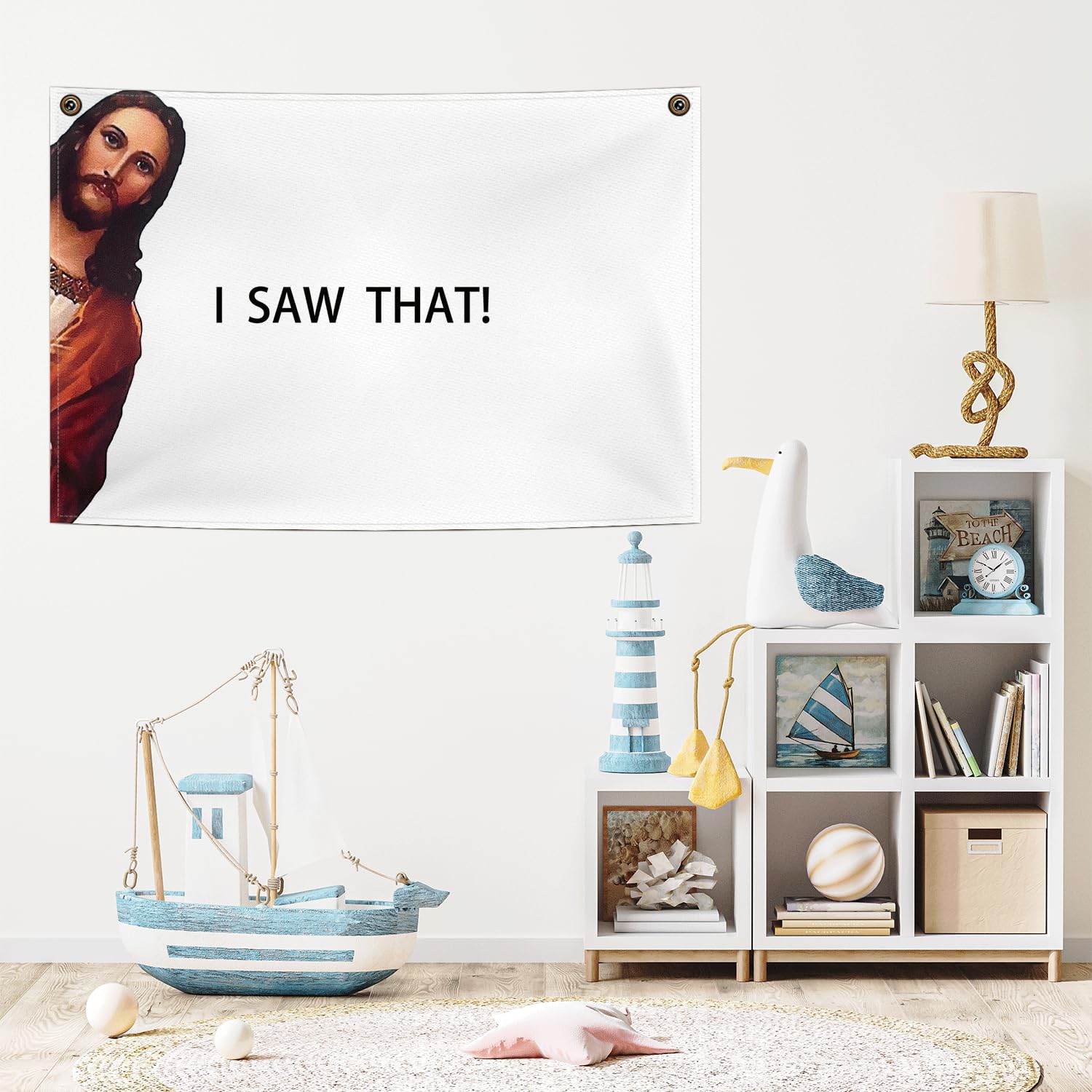 Cilrii Jesus Signs Christian Canvas Flag,Jesus I Saw That Canvas Banner,God Bless Hanging Banner,Christian Gifts For Women Men,Christian Flag Decor 30x20 Inch
