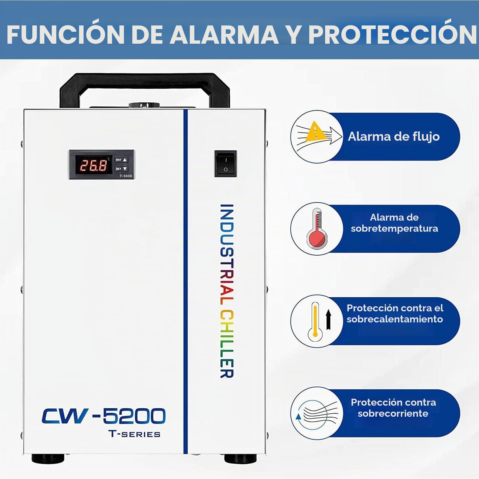 S&A EU Stock CW-5200TH Enfriador de Agua Industrial Genuine Industrial Water Chiller refrigeración para Máquina cortadora de Grabador láser CO2 100W 130W 150W 180W