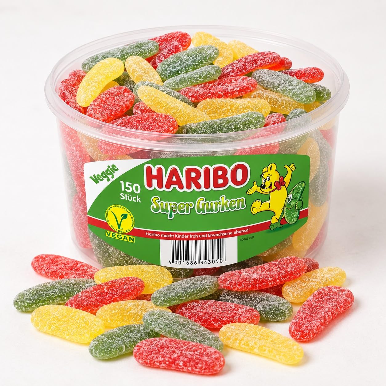 HARIBO Kwaśne ogórki guma owocowa 1,35 kg pudełko 150 sztuk