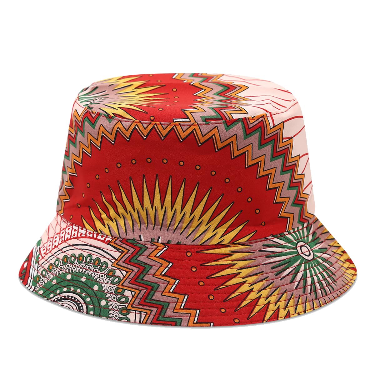 Quanhaigou Bucket Hats Unisex Summer Travel Beach Fisherman Cap for Men Women Teens (Red Bohemia)